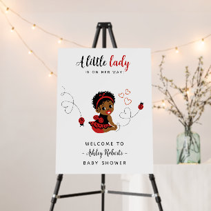 Black Girl As Red Ladybug Baby Shower Welcome Sign