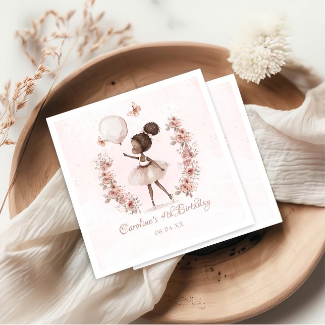 Black Girl Ballerina Birthday Party Napkins (Creator Uploaded)