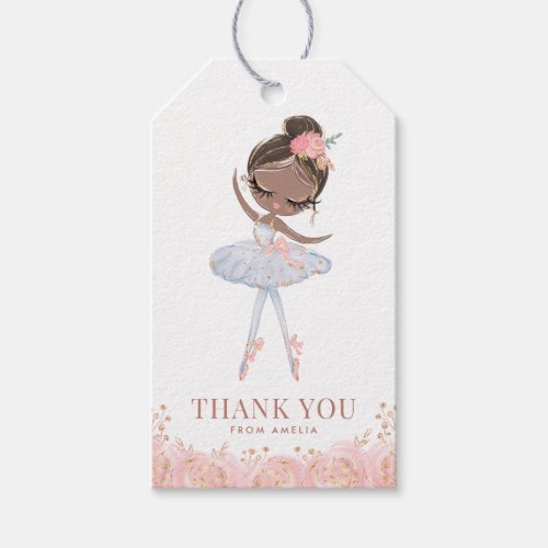 Black Girl Ballerina in White Dress Birthday Gift Tags