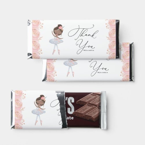 Black Girl Ballerina in White Dress Birthday Hershey Bar Favors