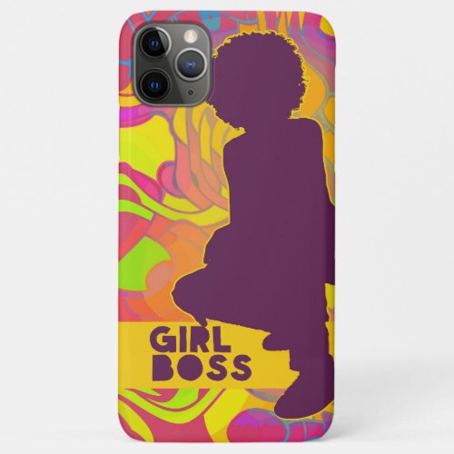Black Girl Boss With Afro Groovy Neon Psychedelic iPhone 11 Pro Max Case