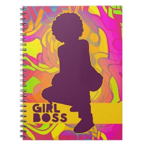 Black Girl Boss With Afro Groovy Neon Psychedelic  Notebook