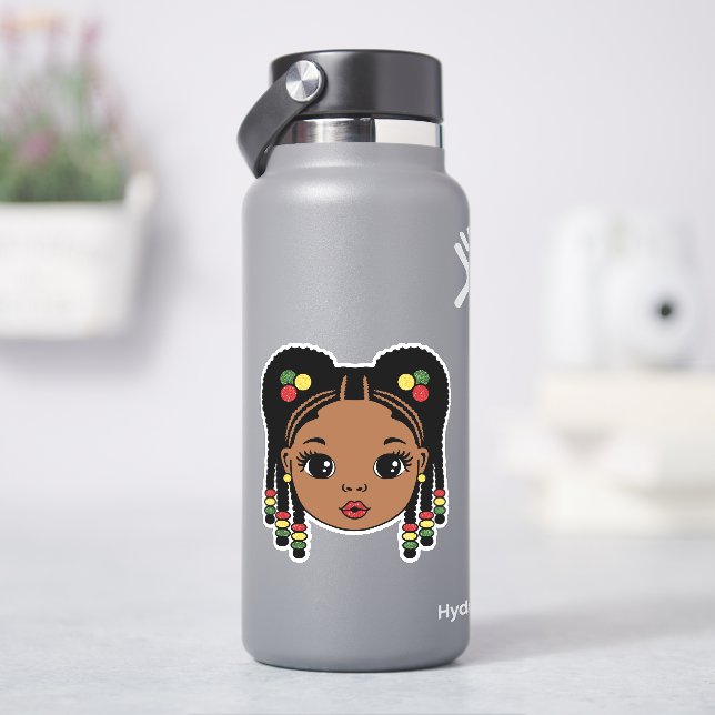 Black Girl Braided Hair Sticker (HydroFlask)