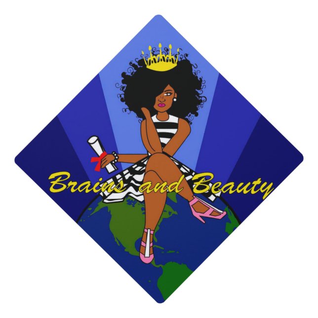 Black Girl - Brains and Beauty Tassel Topper (Front)