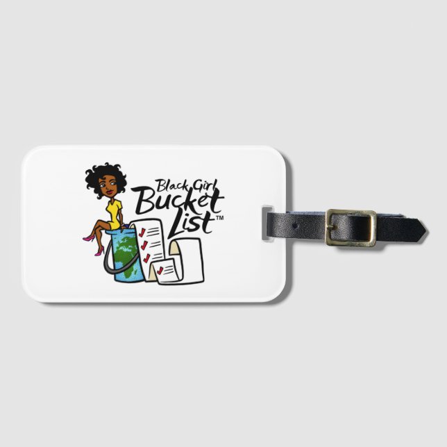 Black Girl Bucket List Luggage Tag (Front Horizontal)