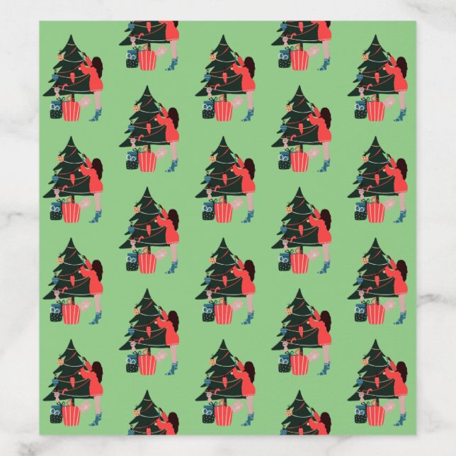 Black Girl Christmas Magic Wrapping Paper Envelope Liner (Design)