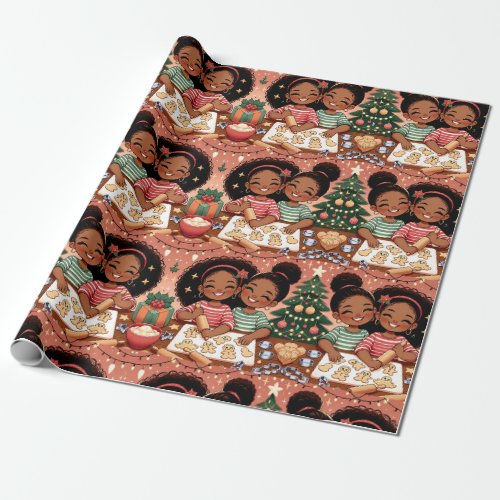 Black Girl Christmas Wrapping Paper _ Sisters