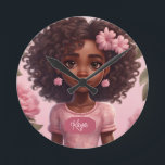 Black Girl Clock Personalized<br><div class="desc">Elevate your child's space with this endearing addition, designed to inspire and bring joy. Add a personalized touch by including their name, making it a truly special keepsake. With its heartwarming design, this is a daily reminder of the beauty of diversity and individuality. Embrace your child's unique style and personality...</div>