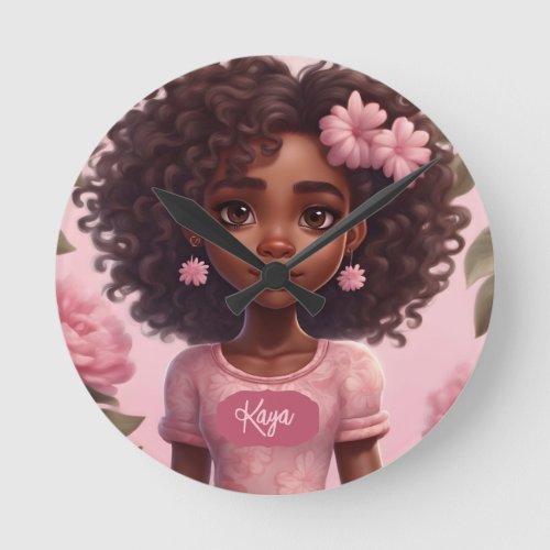Black Girl Clock Personalized