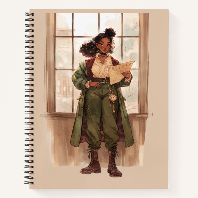 Black Girl Dark Academia Writers Notebook (Front)