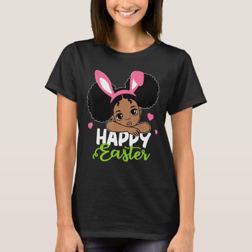 Black Girl Easter Bunny African American Girl Happ T_Shirt