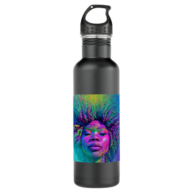 Black Girl Easter Magic Brown Skin Girls Blue East Stainless Steel Water Bottle (Front)