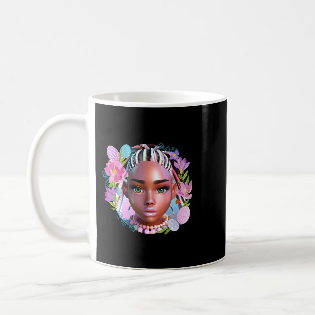 Black Girl Easter Magic Brown Skin Girls Spring Ea Coffee Mug (Left)