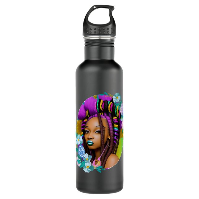 Black Girl Easter Magic Brown Skin Girls Spring Ea Stainless Steel Water Bottle (Front)
