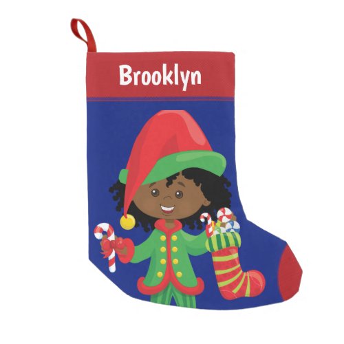 Black Girl Elf Small Christmas Stocking