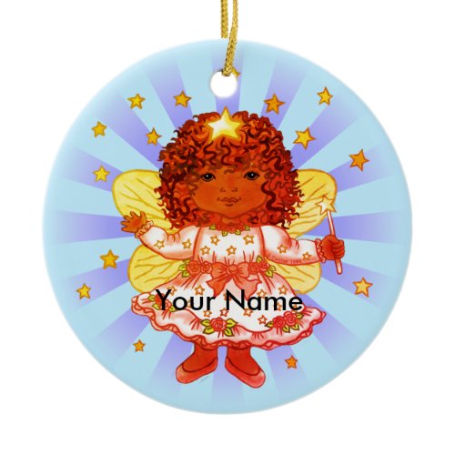 Black Girl Fairy Ceramic Ornament