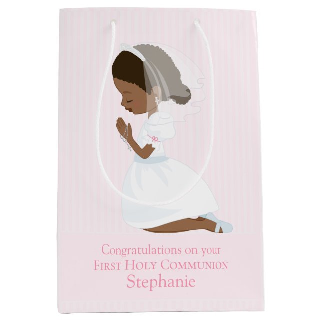 Black Girl First Communion Gift Bag (Front)