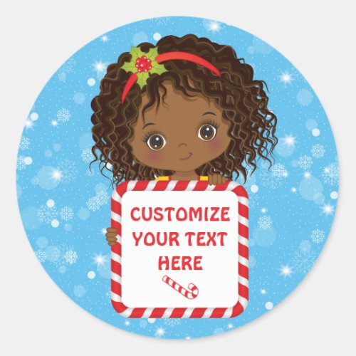 Black Girl Holding Candy Christmas Frame Sticker