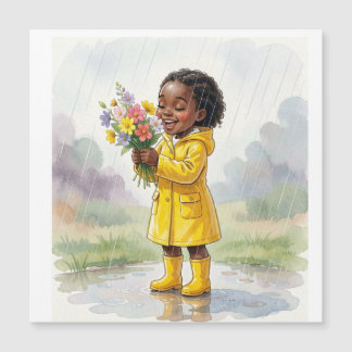 Black Girl in the Rain Holding Flowers – Soft Life