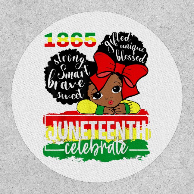 Black Girl Juneteenth 1865 Celebrate Indepedence D Patch (Front)