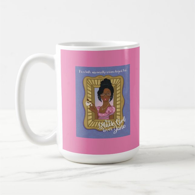 Black Girl Loves Mug in purple with Pink BG (Left)