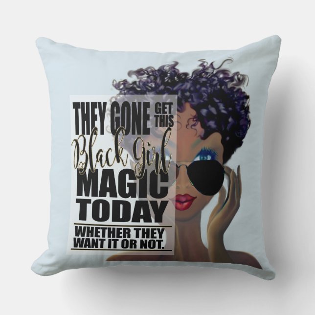 Black Girl Magic Affirmation Throw Pillow (Front)
