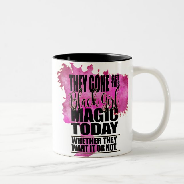 Black Girl Magic Affirmation Two-Tone Coffee Mug (Right)