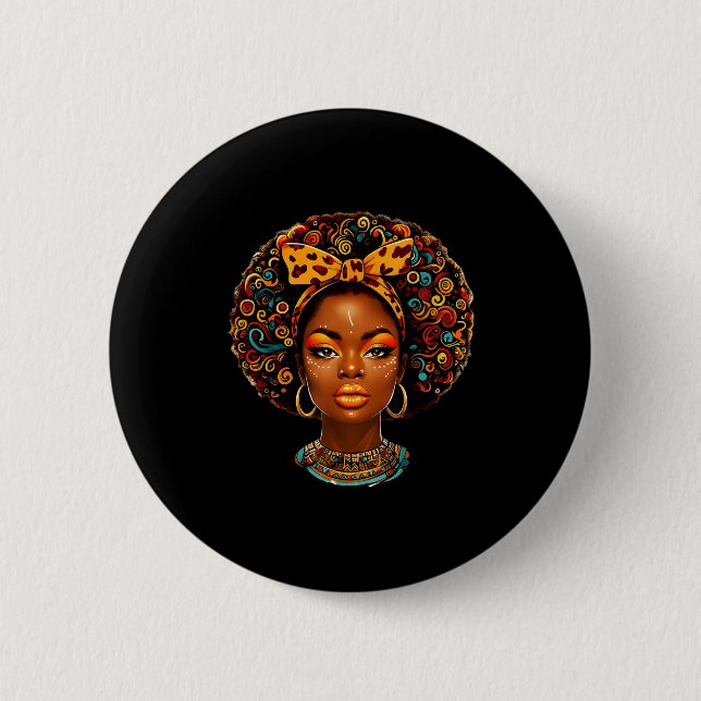 Black Girl Magic Afro Melanin Queen African Americ Button (Front)