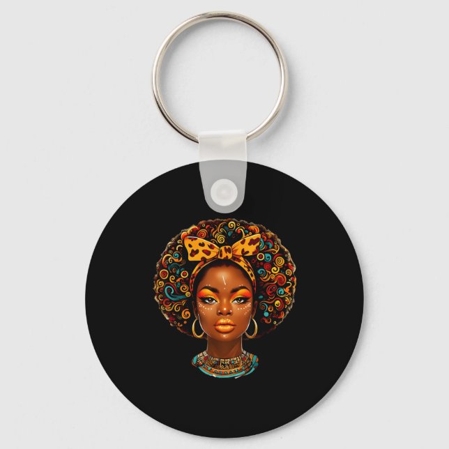 Black Girl Magic Afro Melanin Queen African Americ Keychain (Front)