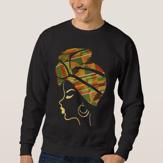 Black Girl Magic Afro Melanin Woman Headwrap Black Sweatshirt (Front)