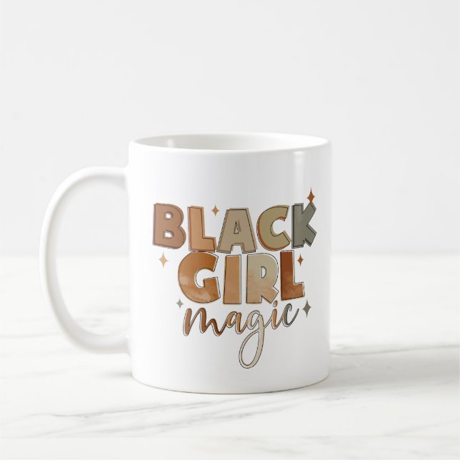 Black Girl Magic Afro Woman Coffee Mug (Left)