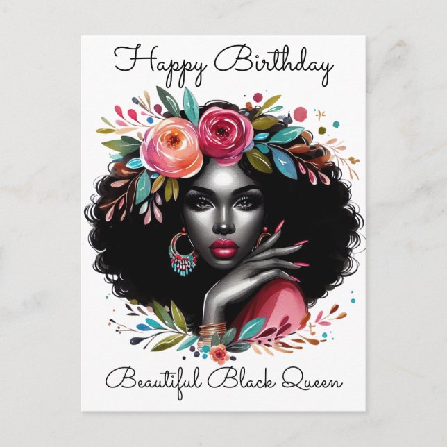 Black Girl Magic Birthday Sista Melanin Woman Postcard (Front)