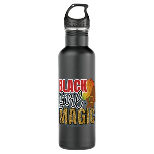 Black Girl Magic Brown Skin Girls Back History Pri Stainless Steel Water Bottle