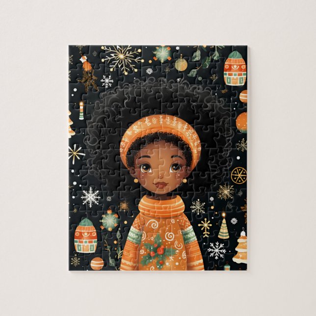 Black Girl Magic Christmas Puzzle for Kids (Vertical)