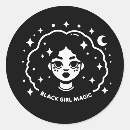 Black girl magic classic round sticker
