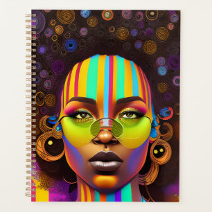 Black girl magic, melanin woman, pastel rainbow qu planner