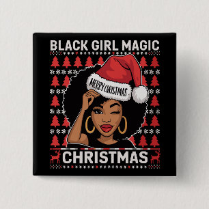 Black Girl Magic Merry Christmas African American  Button