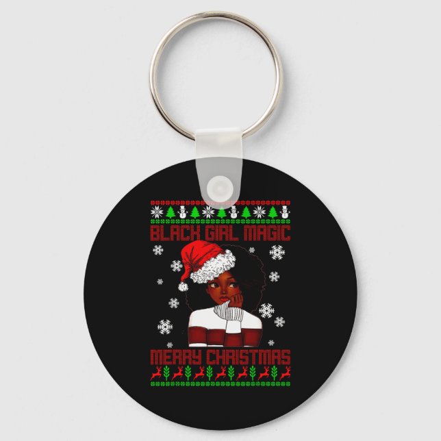Black Girl Magic Ugly Christmas African American W Keychain (Front)