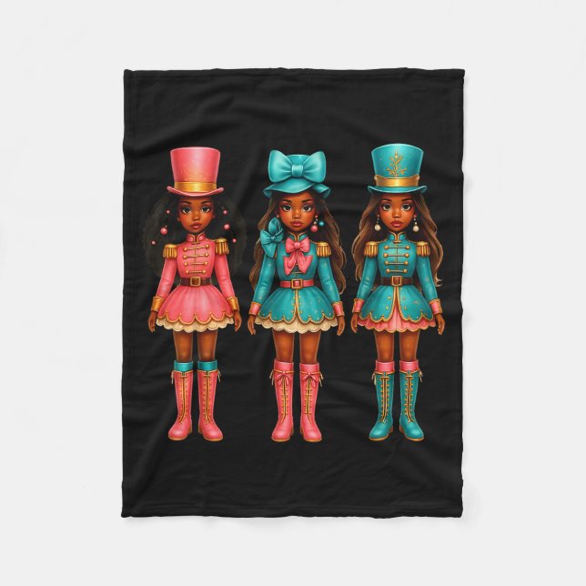Black Girl Nutcracker Christmas Nk Nutcracker Xmas Fleece Blanket (Front)