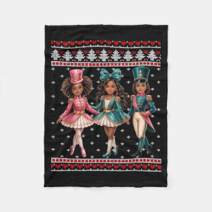 Black Girl Nutcracker Western Nutcracker Bow Ugly  Fleece Blanket