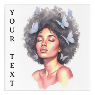 Black Girl Pastel Minimalistic Butterfly Custom Acrylic Print