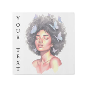 Black Girl Pastel Minimalistic Butterfly Custom Gallery Wrap