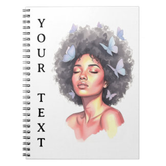 Black Girl Pastel Minimalistic Butterfly Custom Notebook