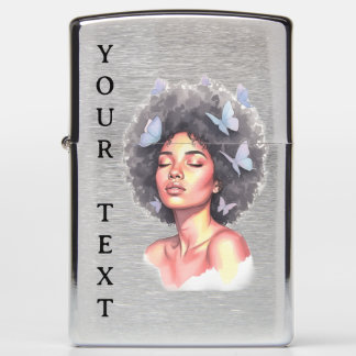 Black Girl Pastel Minimalistic Butterfly Custom Zippo Lighter