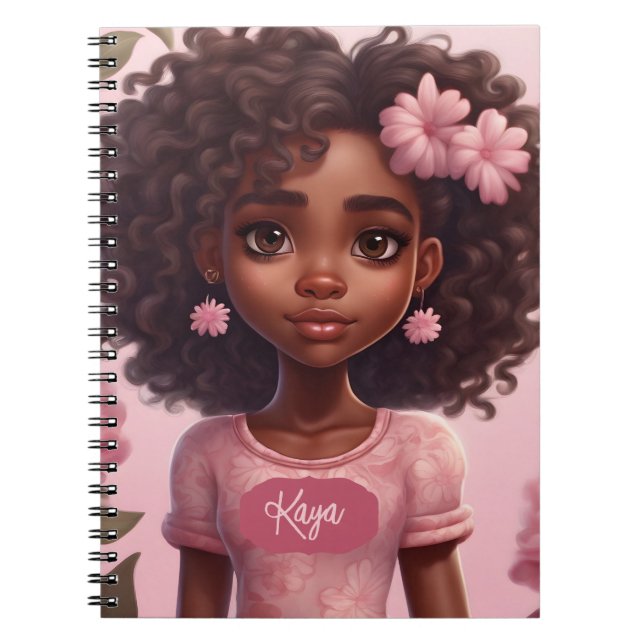 Black Girl Personalized Notebook (Front)