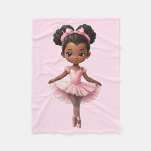 Black Girl Pink Ballerina Ballet Fleece Blanket