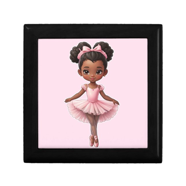 Black Girl Pink Ballerina Ballet Gift Box (Front)
