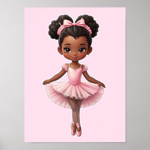 Black Girl Pink Ballerina Ballet Poster