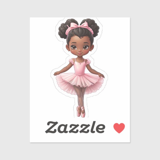 Black Girl Pink Ballerina Ballet Sticker (Sheet)