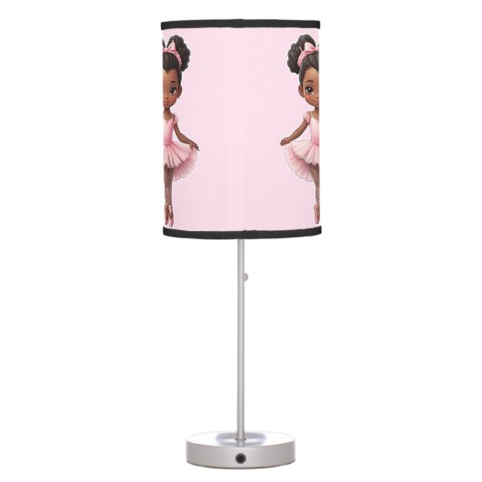 Black Girl Pink Ballerina Ballet Table Lamp (Back)